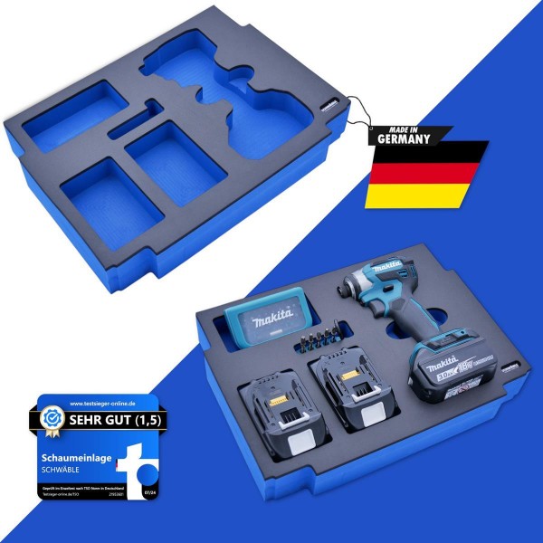 Makita Akku-Schlagschrauber 18V DTD173SZ + Schwäble Schaumstoffeinlage + Bit-Set