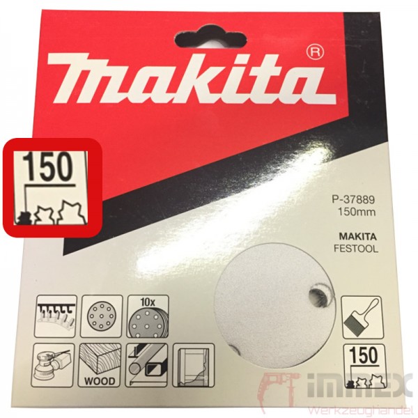 Makita Exzenterschleifer Schleifpapier 150mm P150 P-37889 Farbe VOM FACHHANDEL !