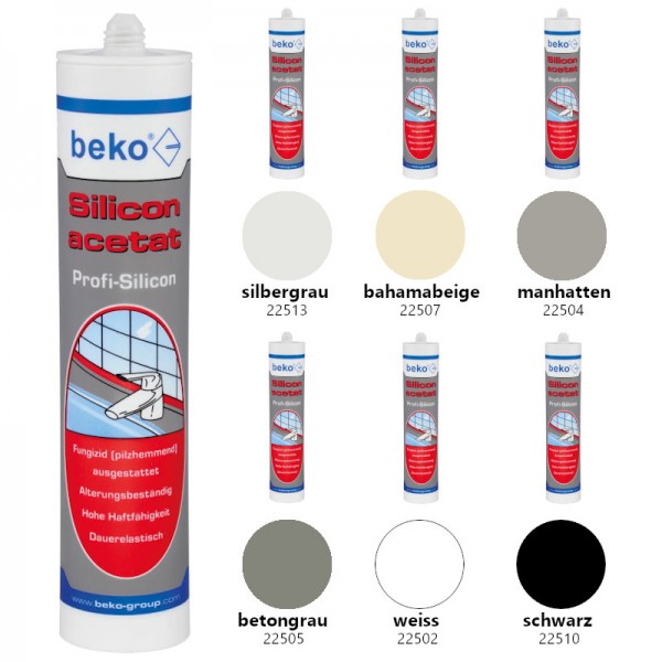 Beko Silikon Dichtstoff Acetat Silicon Bausilikon 310ml transparent weiß grau