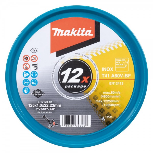 Makita Trennscheiben 12x 125mm 1mm INOX Metall Edelstahl E-17120-12