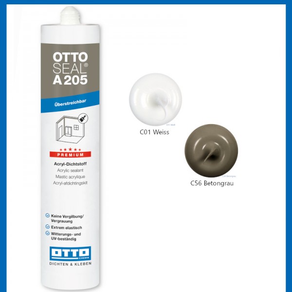 Otto Chemie Ottoseal A205 Acryl Dichtstoff Premoum 310ml weiss betongrau